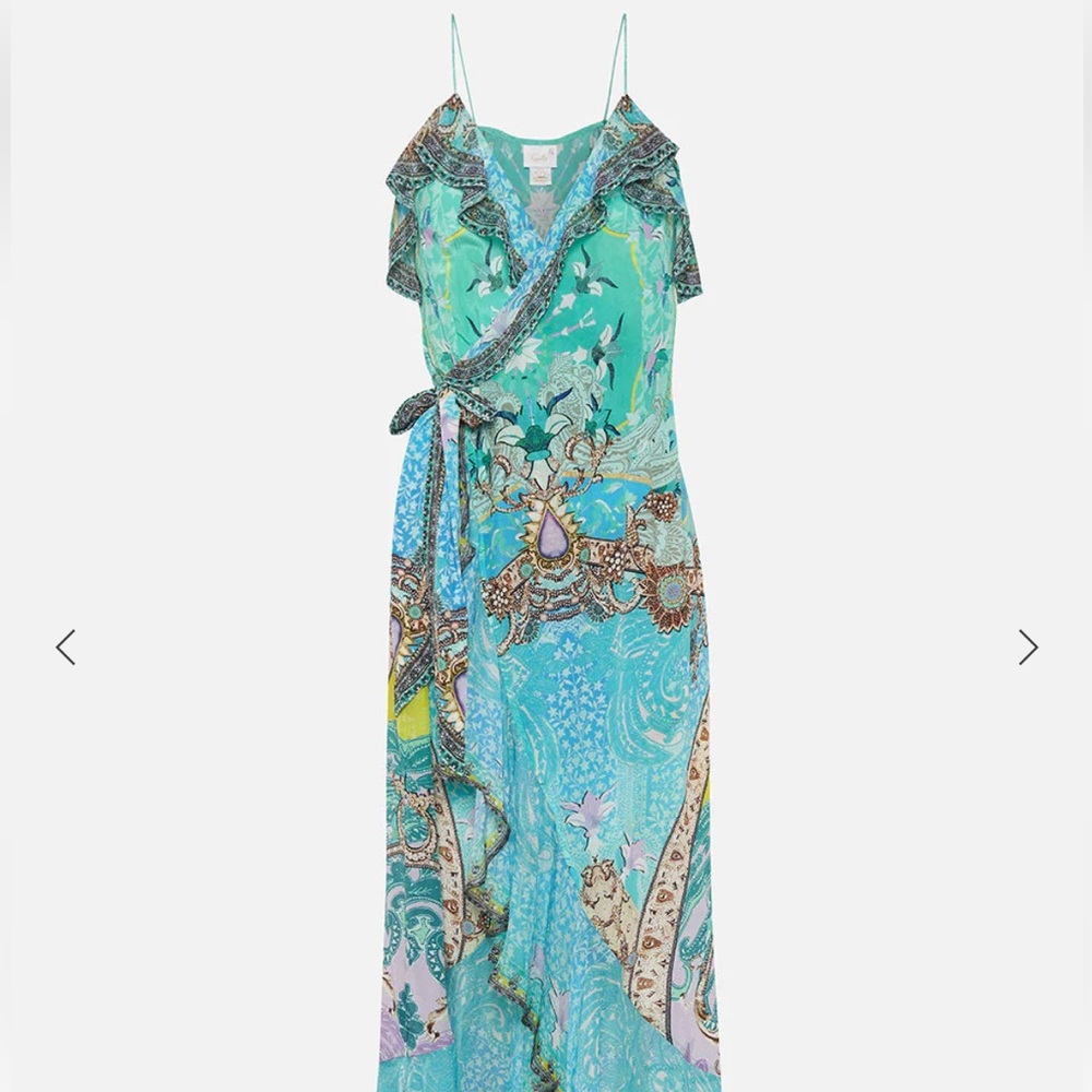 Camilla Long Wrap Dress With Frill